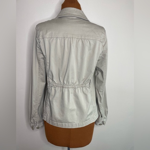 J. Crew Khaki Jacket Button Up Tan Cotton Elastic Waist Back Size 4 - Picture 3 of 7